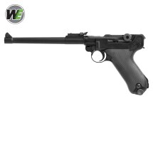 WE P08  Vollmetall Softair-Pistole Schwarz 8 Zoll Lauf Kaliber 6 mm BB Gas Blowback (P18)