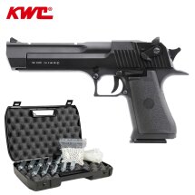 Komplettset KWC Desert Eagle .50 Metallschlitten Softair-Co2-Pistole Schwarz Kaliber 6 mm BB Blowback (P18)