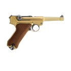 Komplettset WE P08  Vollmetall Softair-Pistole Gold Kaliber 6 mm BB Gas Blowback (P18)