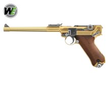 WE P08  Vollmetall Softair-Pistole Gold 8 Zoll Lauf...