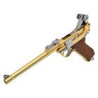 WE P08  Vollmetall Softair-Pistole Gold 8 Zoll Lauf Kaliber 6 mm BB Gas Blowback (P18)