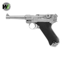 WE P08  Vollmetall Softair-Pistole Silber Kaliber 6 mm BB...