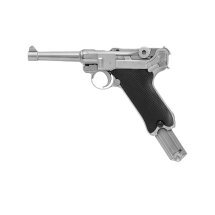 WE P08  Vollmetall Softair-Pistole Silber Kaliber 6 mm BB Gas Blowback (P18)