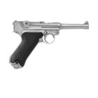 Komplettset WE P08  Vollmetall Softair-Pistole Silber Kaliber 6 mm BB Gas Blowback (P18)