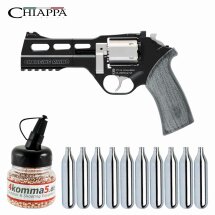 SET Chiappa Rhino 50DS Co2-Revolver Schwarz/Weiß Lauflänge 5" - 4,5 mm Stahl BB (P18)