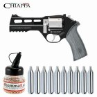 SET Chiappa Rhino 50DS Co2-Revolver Schwarz/Weiß Lauflänge 5" - 4,5 mm Stahl BB (P18)