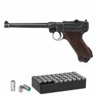 SET ME P04 Schreckschuss Pistole Antik 9 mm P.A.K. (P18) + 50 Platzpatronen 9 mm P.A.K.