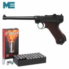 SET ME P04 Schreckschuss Pistole Schwarz brüniert 9 mm P.A.K. (P18) + 50 Platzpatronen 9 mm P.A.K.