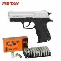 SET Retay X TREME Schreckschuss Pistole Nickel 9 mm...