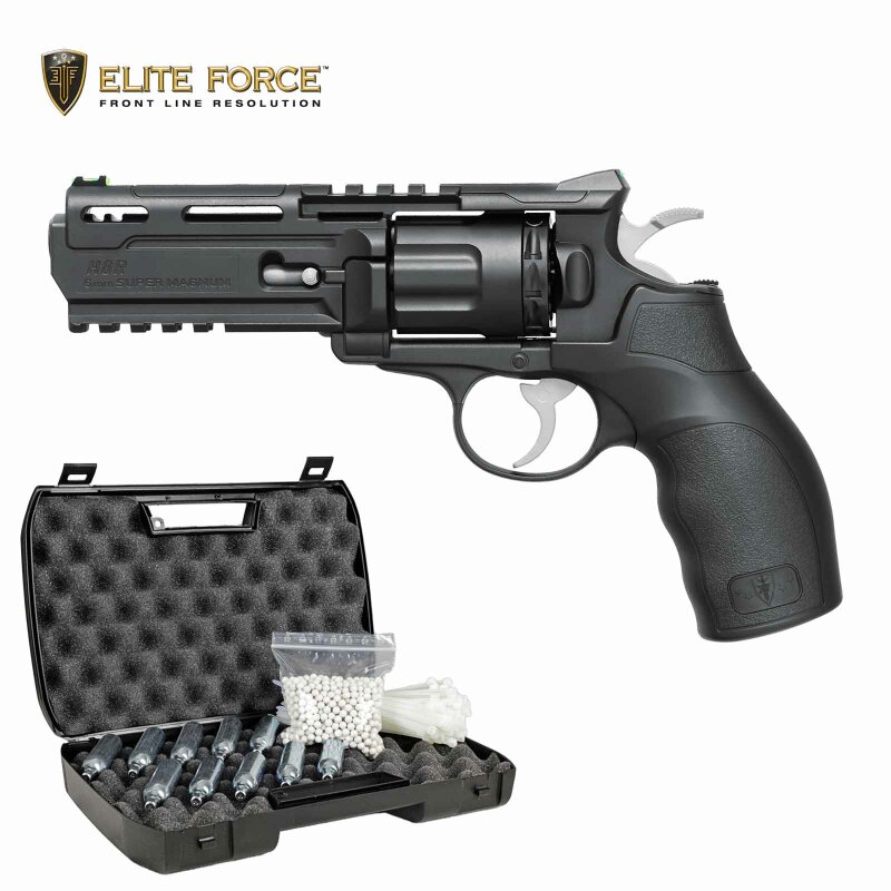 Komplettset Elite Force H8R Gen2 Softair-Co2-Revolver Schwarz Kaliber 6 mm BB (P18)