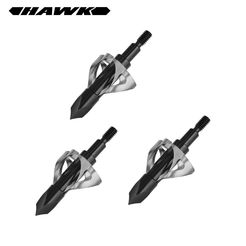 3 Jagdspitzen Hawk® Schwarz mit 6 Klingen schraubbar 