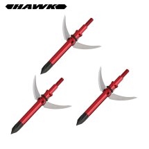 3 Jagdspitzen Hawk®  Bone Crusher Rot mit 2 Klingen -...