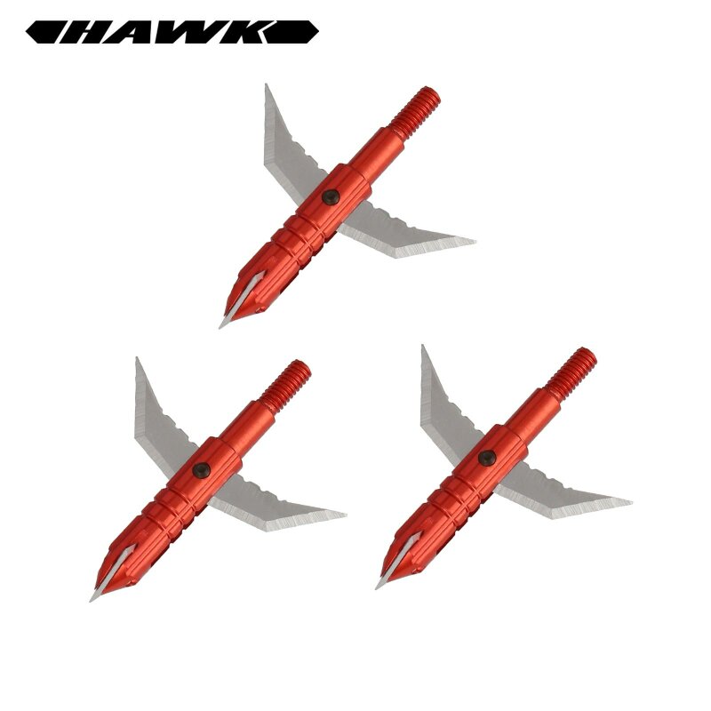 3 Jagdspitzen Hawk® Rot mit 2 Klingen - schraubbar