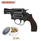 SET Weihrauch HW37 Schreckschuss Revolver brüniert mit Holzgriffschalen 9 mm R.K. (P18) + 50 Platzpatronen 9 mm R.K.