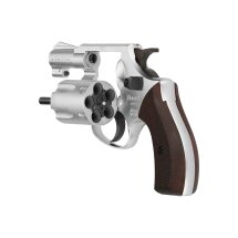 SET Weihrauch HW37 Schreckschuss Revolver Stainless Look mit Holzgriffschalen 9 mm R.K. (P18) + 50 Platzpatronen 9 mm R.K.