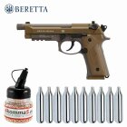 SET Beretta M9A3 FDE 4,5 mm Stahl BB Co2-Pistole Vollmetall Blow Back (P18)