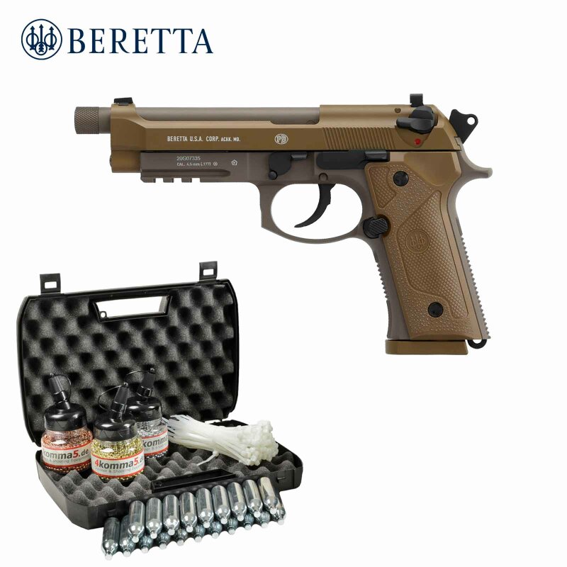 Kofferset Beretta M9A3 FDE 4,5 mm Stahl BB Co2-Pistole Vollmetall Blow Back (P18)