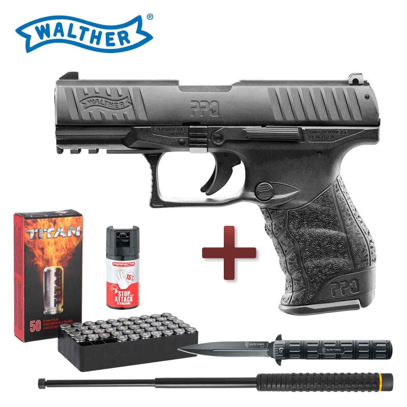 Defense Kit Walther PPQ M2 Schreckschuss Pistole Schwarz 9 mm P.A.K. (P18)