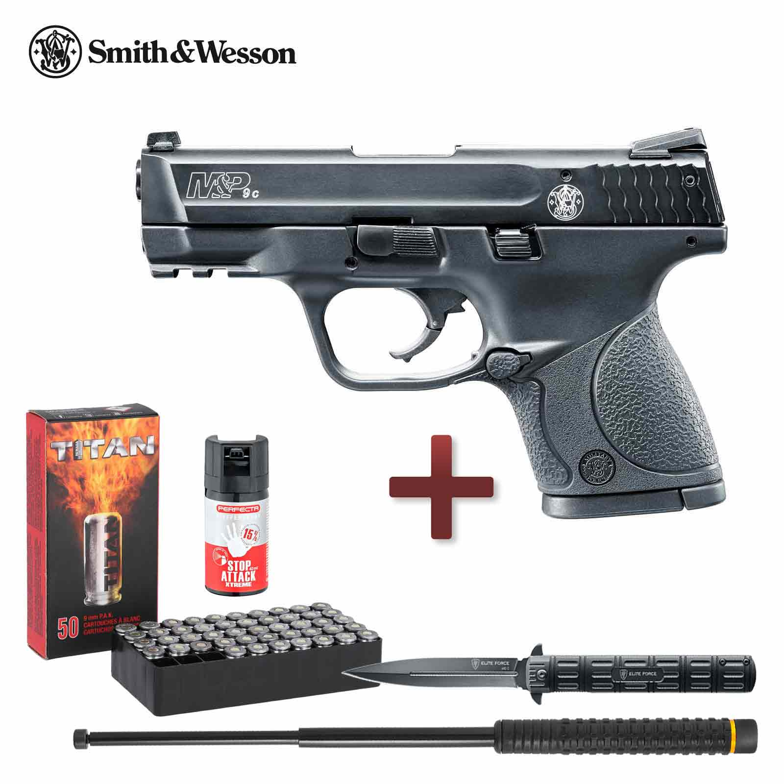 Defense Kit Smith & Wesson M&P 9c Schreckschuss Pistole Schwarz 9 mm