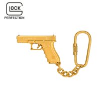 Glock Schlüsselanhänger Pistole vergoldet in Glock Kunststoffbox