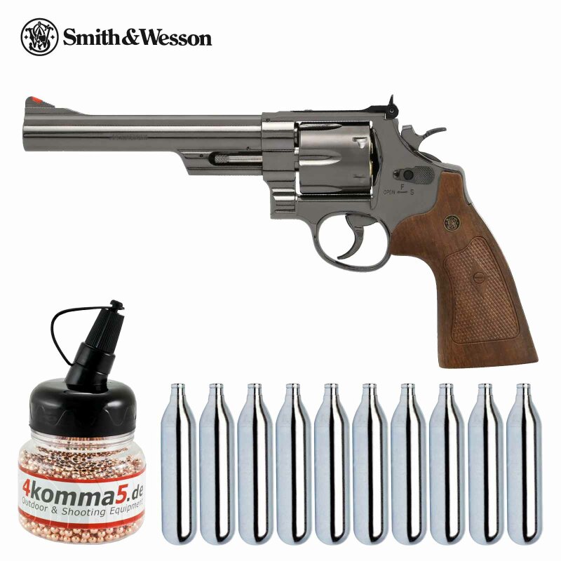 SET Smith & Wesson M29 6,5 Zoll Hochglanzbrüniert Co2-Revolver Kaliber 4,5 mm BB (P18)