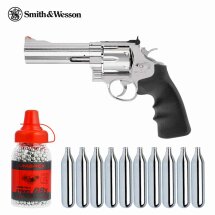 Luftpistolenset Smith & Wesson 629 Classic 5 Zoll Steel-Finish Co2-Revolver Kaliber 4,5 mm BB (P18)