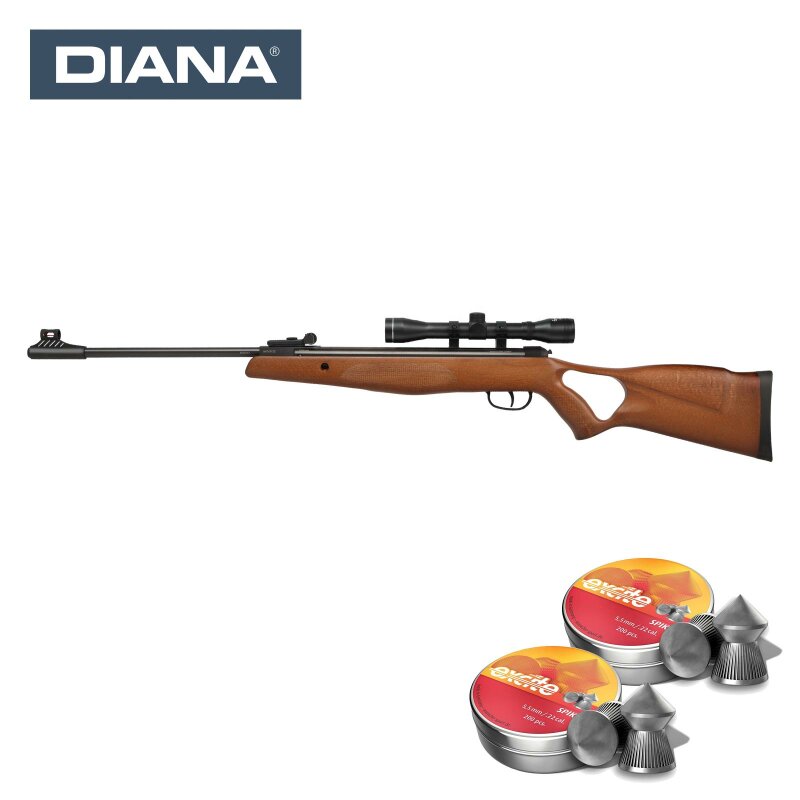 SET Diana 250 two-fifty Knicklauf Luftgewehr Kaliber 5,5 mm Diabolo (P18) + Zielfernrohr