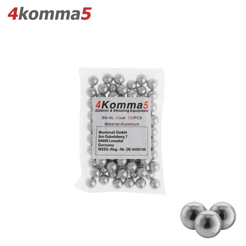 4komma5 Aluminiumballs / Aluminiumgeschosse Kal .43 - 100 Stück