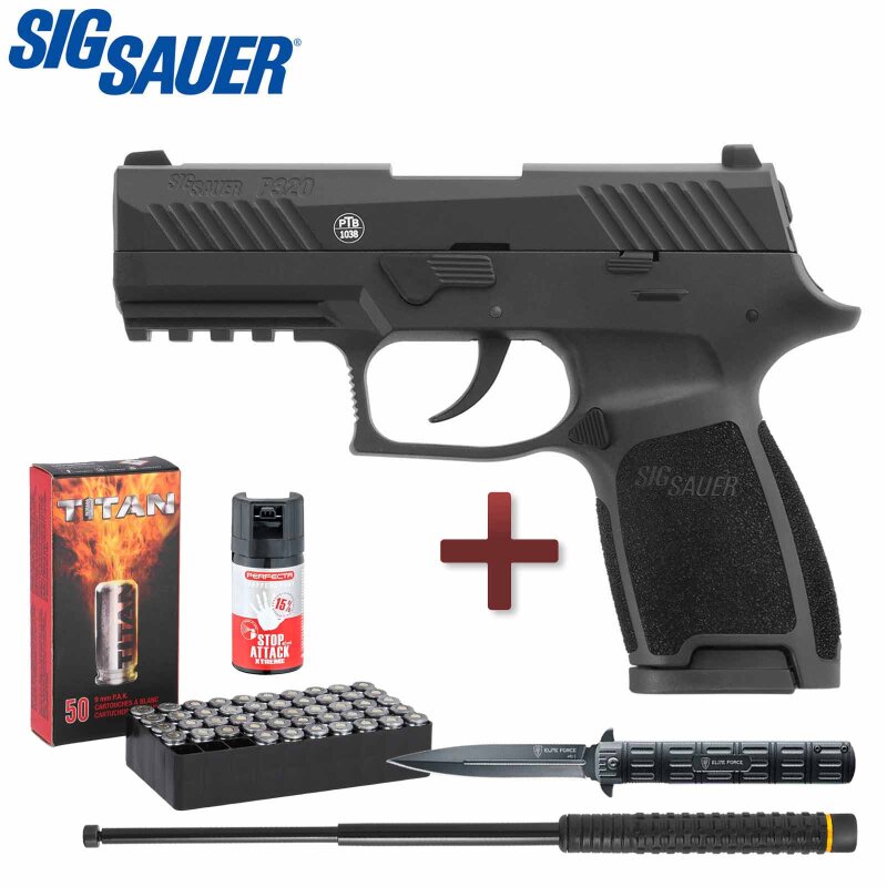 Defense Kit Sig Sauer P320 Schreckschuss Pistole brüniert 9 mm P.A.K. (P18)