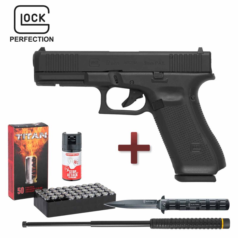 Defense Kit Glock 17 Gen5 Schreckschuss Pistole Schwarz 9 mm P.A.K. (P18)