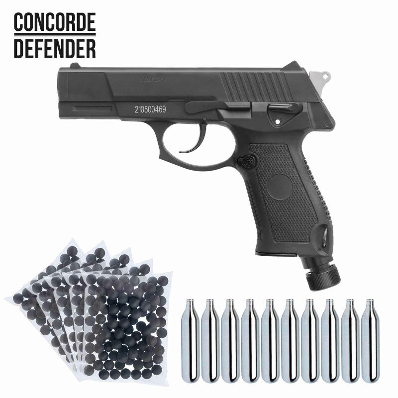 SET Concorde Defender Co2-Pistole cal .50 Defense Training Marker (P18) + 500 Rubberballs + 10 Co2 Kapseln