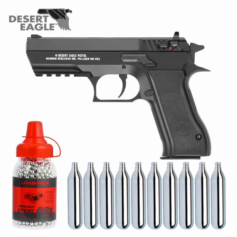 SET Baby Desert Eagle Schwarz - 4,5 mm Stahl BB Co2-Pistole (P18)