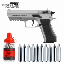 SET Baby Desert Eagle Silber - 4,5 mm Stahl BB Co2-Pistole (P18)