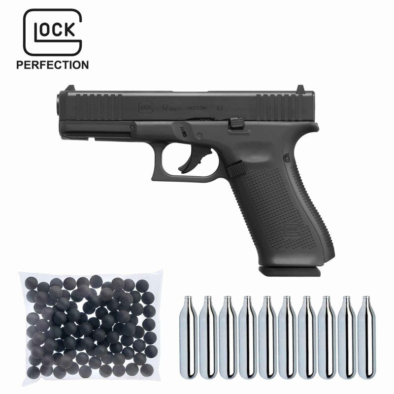 SET Glock 17 Gen5 T4E Defense Training Marker cal .43 Blowback (P18) + Rubberballs 100 Stück