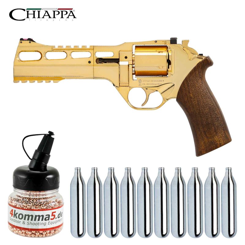 SET Chiappa Rhino 60DS Co2-Revolver Gold Lauflänge 6" - 4,5 mm Stahl BB (P18)