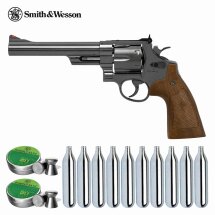 SET Smith & Wesson M29 6,5 Zoll Hochglanzbrüniert Co2-Revolver Kaliber 4,5 mm Diabolo (P18)