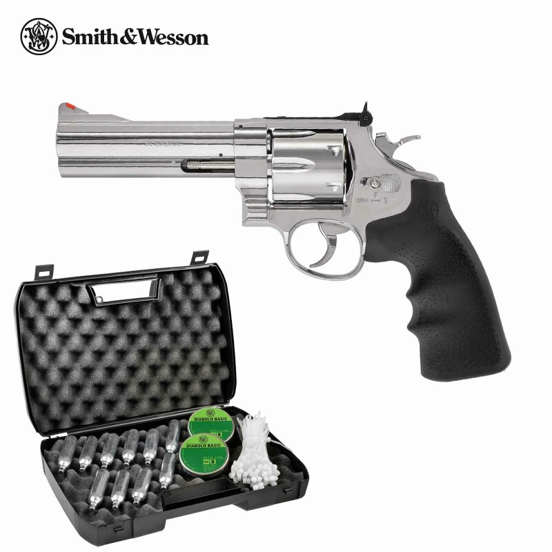 Kofferset Smith & Wesson 629 Classic 5 Zoll Steel-Finish Co2-Revolver Kaliber 4,5 mm Diabolo (P18)