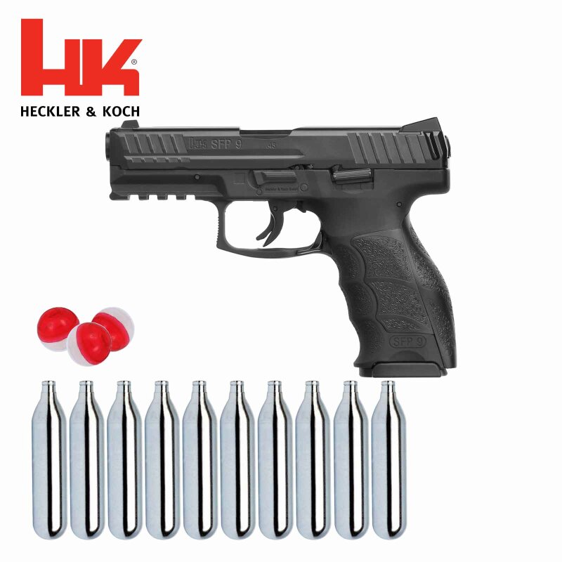 SET Heckler & Koch Defense Training Marker SFP9 T4E cal .43 Schwarz (P18) + Pepperballs 10 Stück