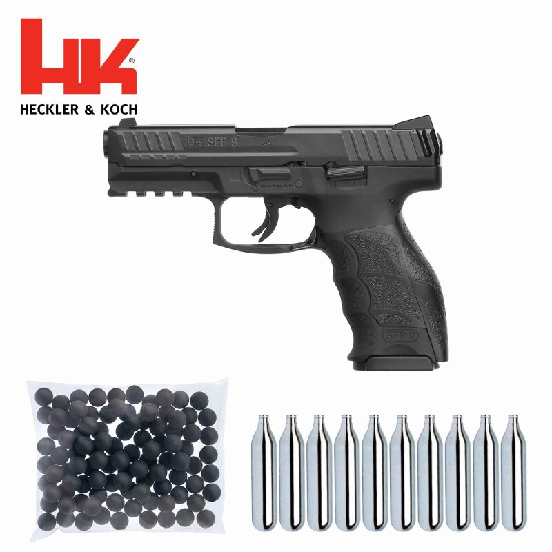 SET Heckler & Koch Defense Training Marker SFP9 T4E cal .43 Schwarz (P18) + Rubberballs 100 Stück