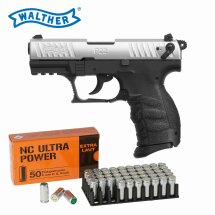 SET Walther P22Q Schreckschuss Pistole Nickel-Finish 9 mm...