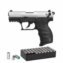 SET Walther P22Q Schreckschuss Pistole Nickel-Finish 9 mm...