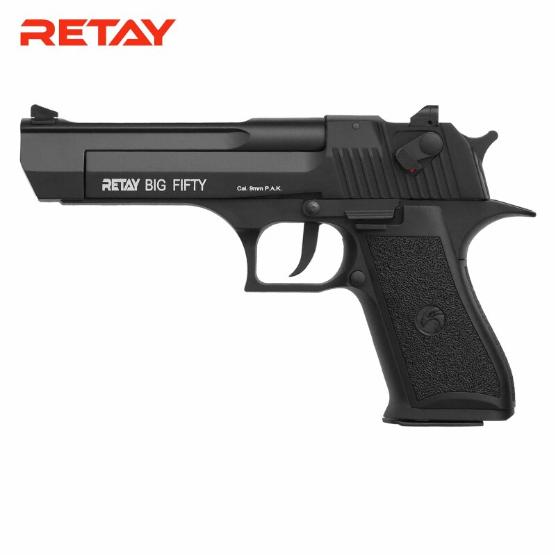 Retay Big Fifty Black Schreckschuss Pistole Schwarz 9 mm P.A.K. (P18)