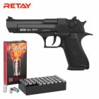 SET Retay Big Fifty Black Schreckschuss Pistole Schwarz 9 mm P.A.K. (P18) + 50 Platzpatronen 9 mm P.A.K.