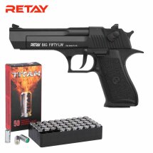 SET Retay Big Fifty LW Black Schreckschuss Pistole 9 mm...