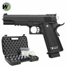 Komplettset WE Hi-Capa 5.1 R Vollmetall Softair-Co2-Pistole Schwarz Kaliber 6 mm BB Blowback (P18)