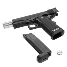 Komplettset WE Hi-Capa 5.1 R Vollmetall Softair-Co2-Pistole Schwarz Kaliber 6 mm BB Blowback (P18)