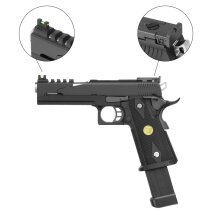 WE Hi-Capa 5.1 Dragon Vollmetall Softair-Co2-Pistole Schwarz Kaliber 6 mm BB Blowback (P18)