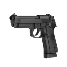 Komplettset KJ Works M9 A1 Vollmetall Softair-Co2-Pistole Schwarz Kaliber 6 mm BB Blowback (P18)