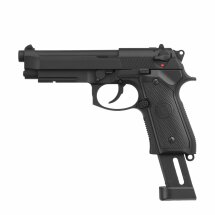 Komplettset KJ Works M9 A1 Vollmetall Softair-Co2-Pistole Schwarz Kaliber 6 mm BB Blowback (P18)