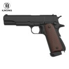 KJ Works M1911 Vollmetall Softair-Co2-Pistole Schwarz/Braun Kaliber 6 mm BB Blowback (P18)